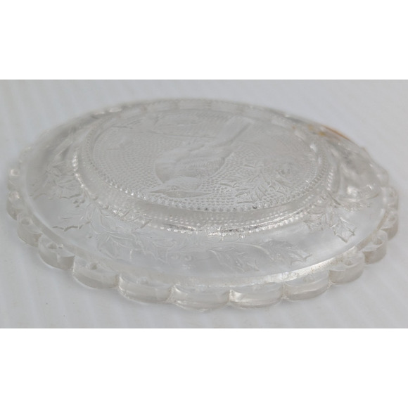 Cardinal Bird Glass Window Decor Pairpoint Cup Plate Clear Vintage 3.5" - Picture 8 of 8